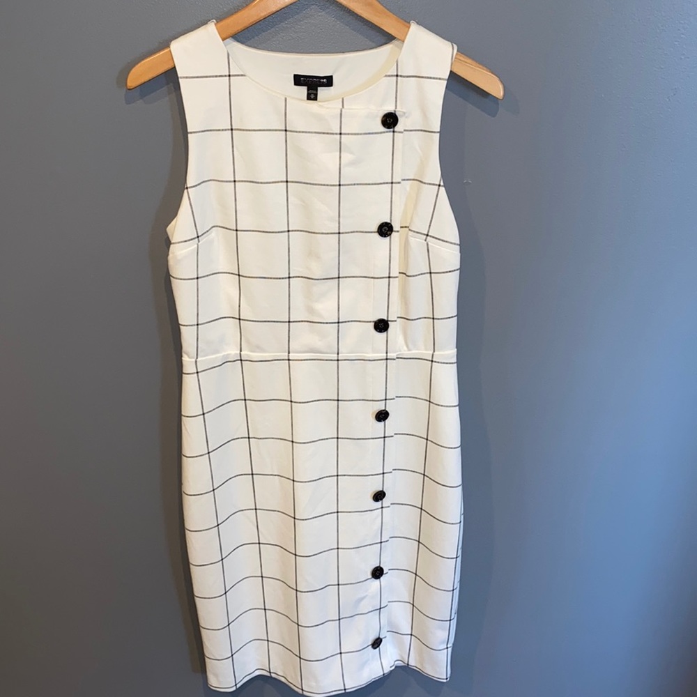 Express Cream Plaid Dress